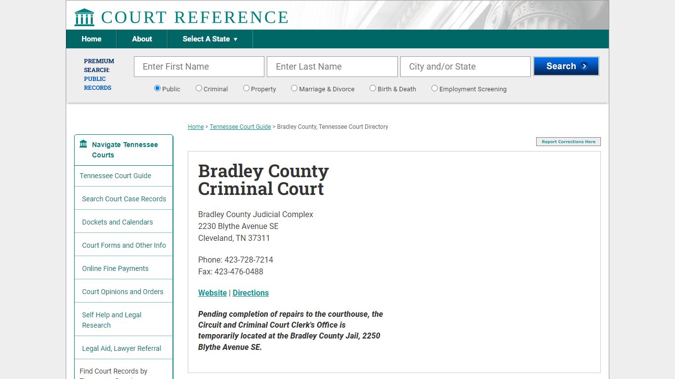 Bradley County Criminal Court - CourtReference.com